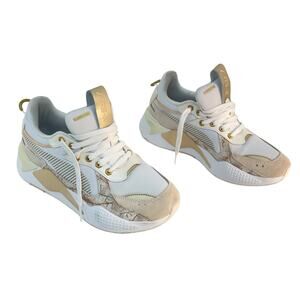 Puma White and Gold Athletic Sneakers